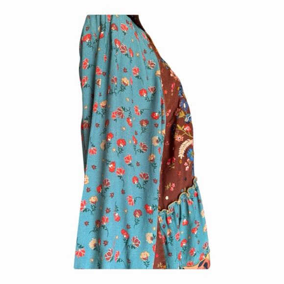 John Mark Mixed Media Floral Peasant Blouse XL Patchwork Boho Tunic NWT Eclectic - Picture 7 of 16